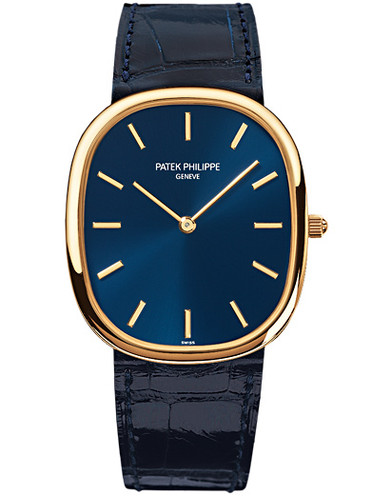 The gold fake watches have blue dials.